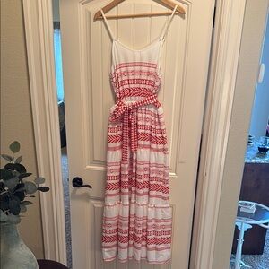 Orange and White Patterned Maxi Dress